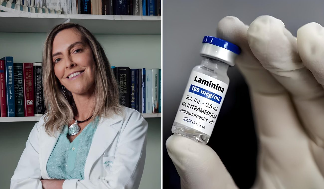 Dr. Tatiana Sampaio with Polylaminin vial